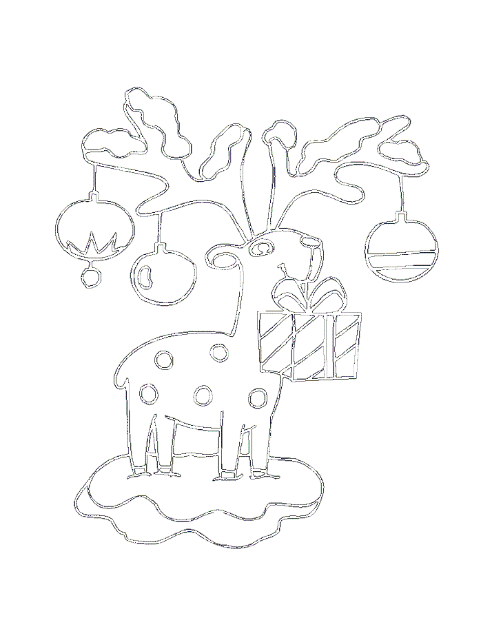 новорічні розмальовки, ялинкова прикраса, ялинкові іграшки, олень