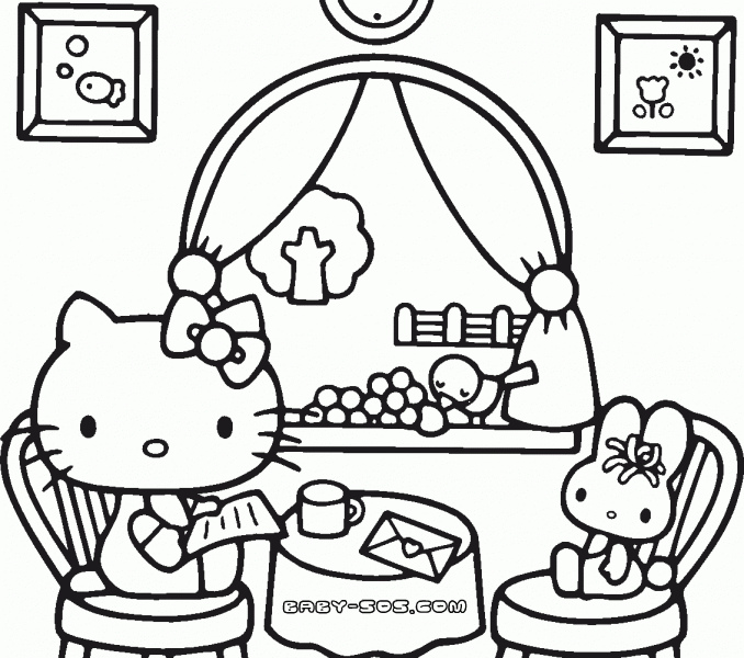 розмальовки для дівчинки, киця Kitty, розмальовки для дітей від одного року