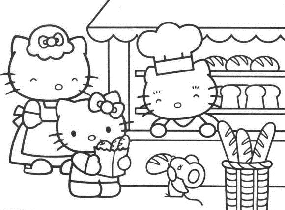 розмальовки для дівчинки, киця Kitty, розмальовки для дітей від одного року