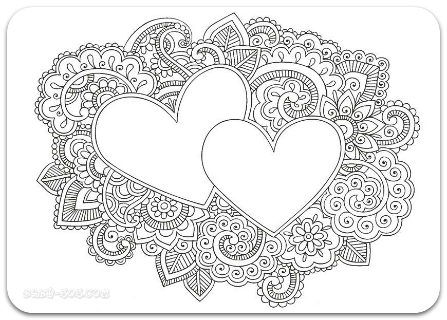 Coloring Antistress Valentine's Day, Coloring for adults