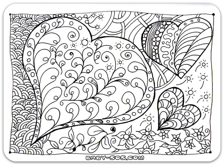 Coloring Antistress Valentine's Day, Coloring for adults